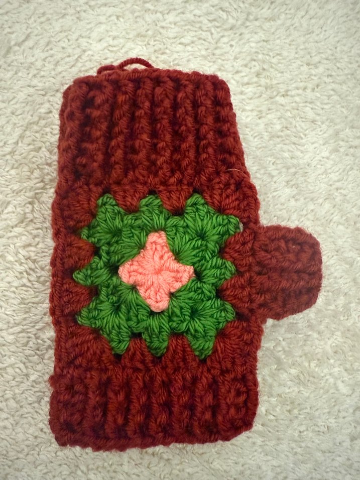 Bordo Bohem Örgü Kadın Eldiven - Görsel 2