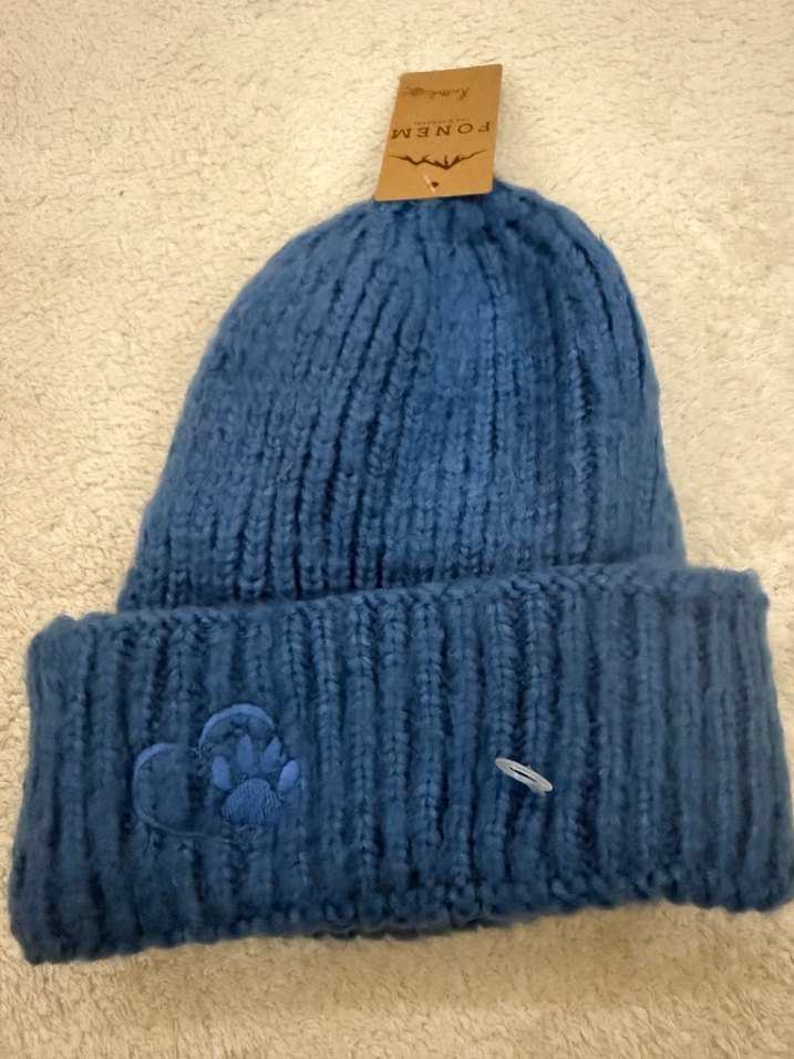 Mavi Örgü Kadın Bere - Görsel 2