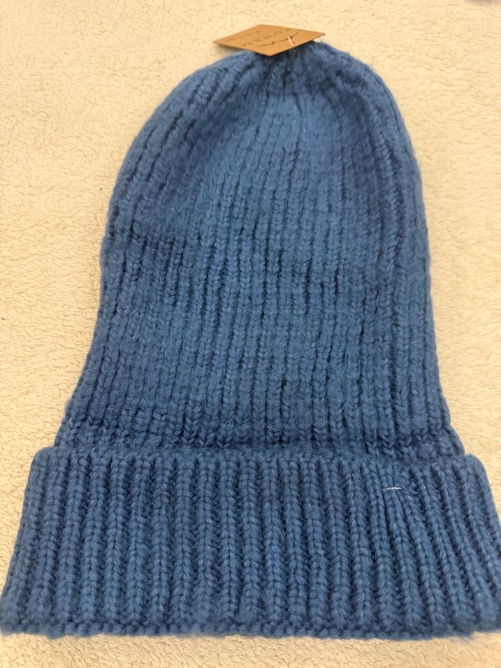 Mavi Örgü Kadın Bere - Görsel 3