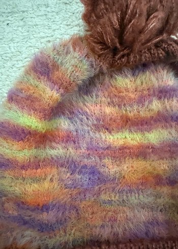 Renkli Örgü Kadın Bere - Görsel 2