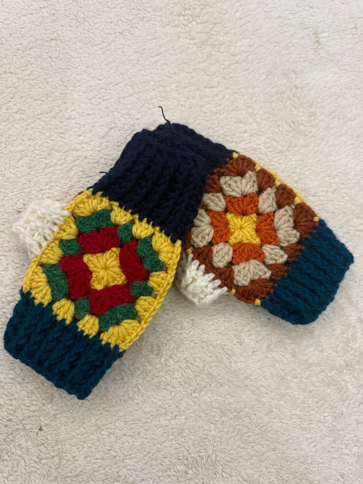 Bohem Çok Renkli Örgü Kadın Eldiveni - Görsel 2