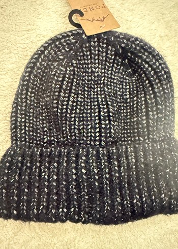 Gri Simli Kadın Örgü Yün Bere - Görsel 2