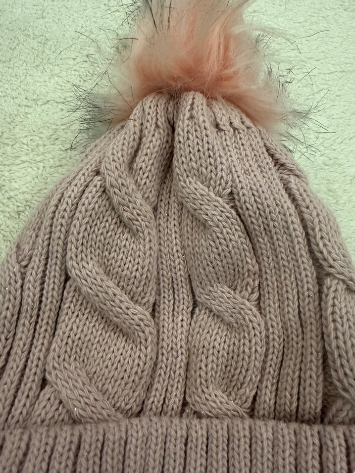 Kürk Detaylı pudra renk Örgü Kadın Bere - Görsel 2