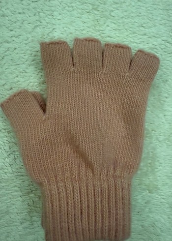 Pudra pembe Yarım Parmak Örgü Eldiven - Görsel 2