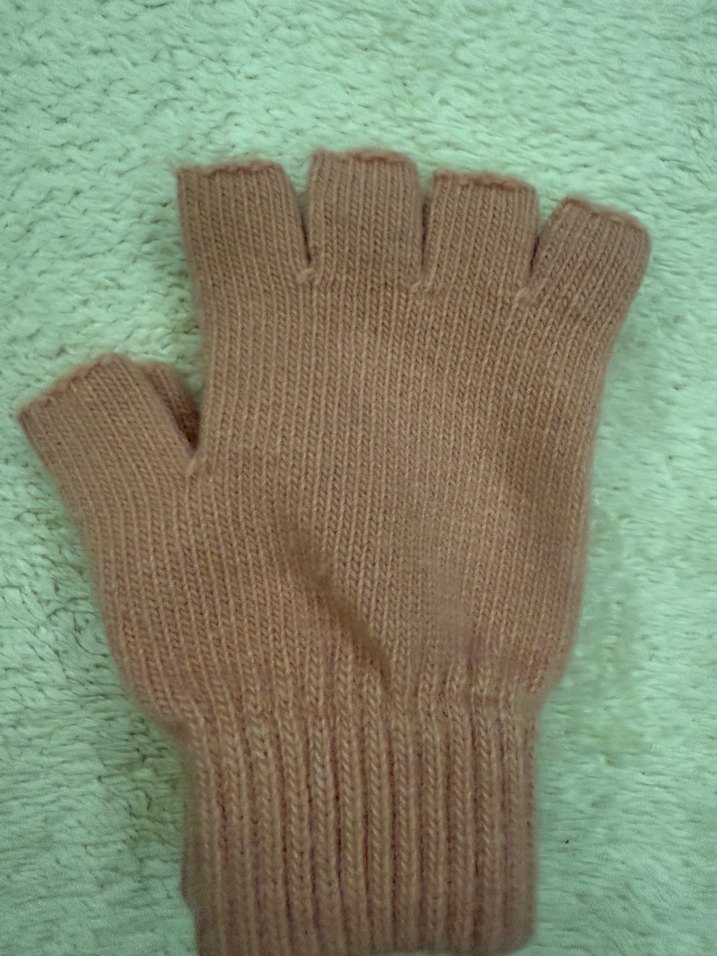 Pudra pembe Yarım Parmak Örgü Eldiven - Görsel 2