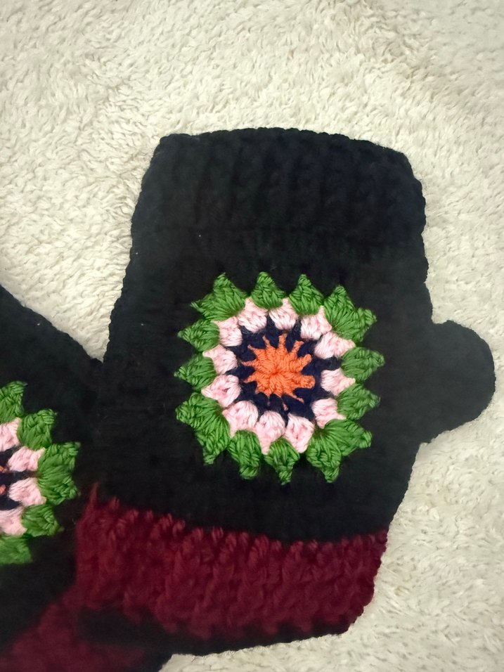 Renkli Örgü Bohem Kadın Eldiveni - Görsel 2