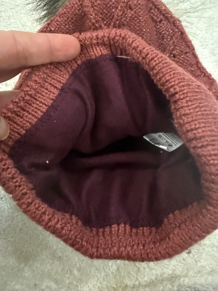 Koyu tarçın renkli Kürklü Kadın Bere - Görsel 3