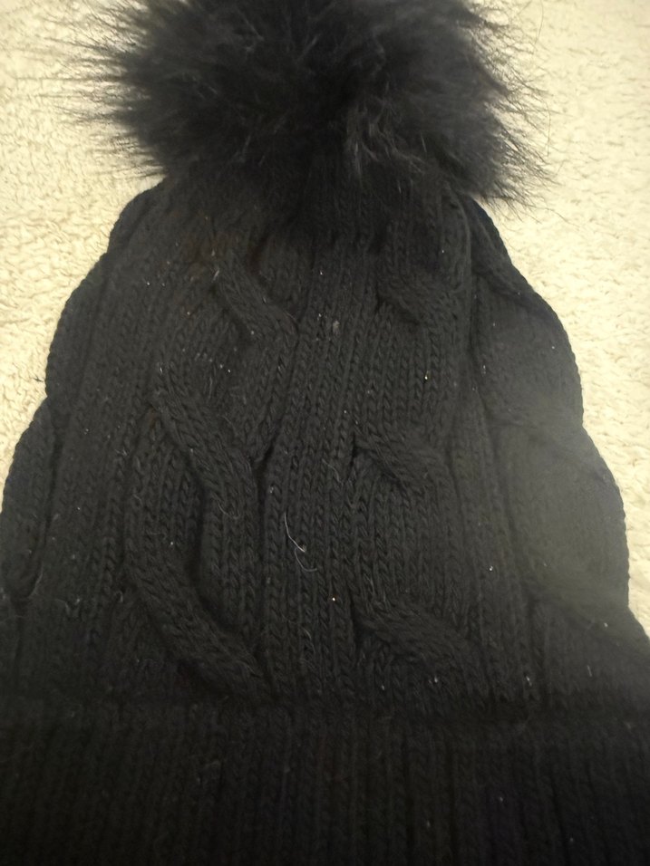 Kadın Siyah Yün Kürklü Bere - Görsel 2