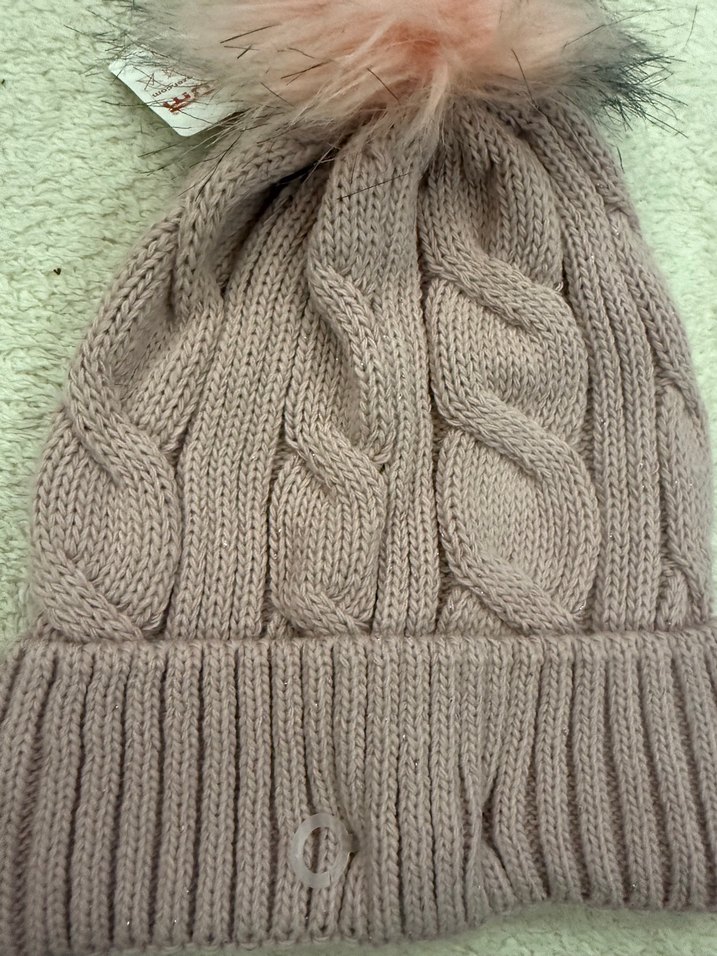 Pembe Örgü Kadın Bere Ponponlu - Görsel 2