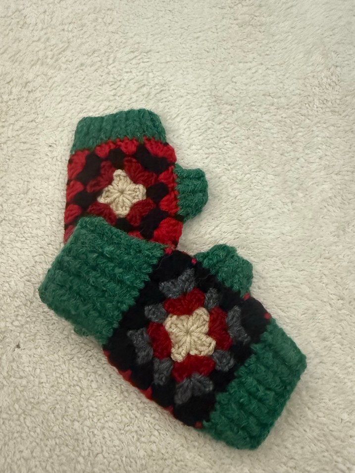 Renkli Bohem Kadın Örgü Eldiven - Görsel 2