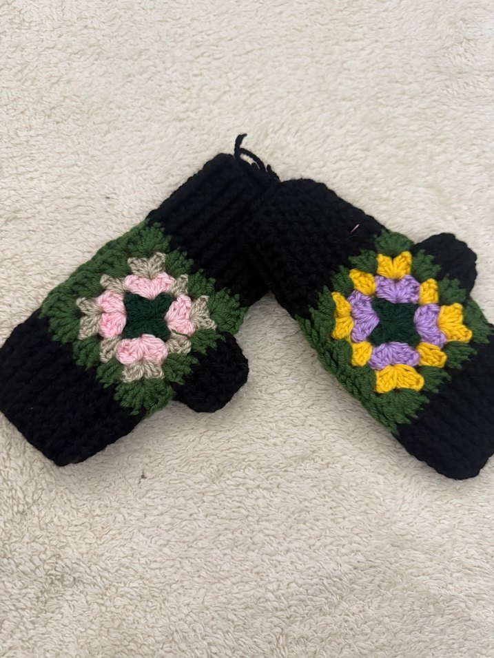 Renkli Örgü Bohem Kadın Eldivenleri - Görsel 2