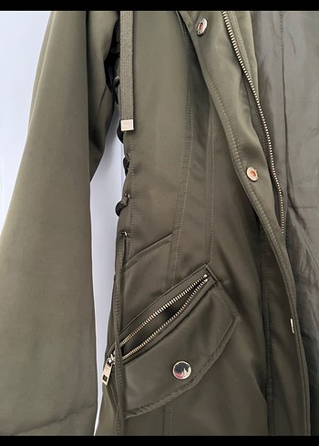 Kadın Haki Uzun Fermuarlı Parka - Görsel 2