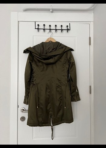 Kadın Haki Uzun Fermuarlı Parka - Görsel 4