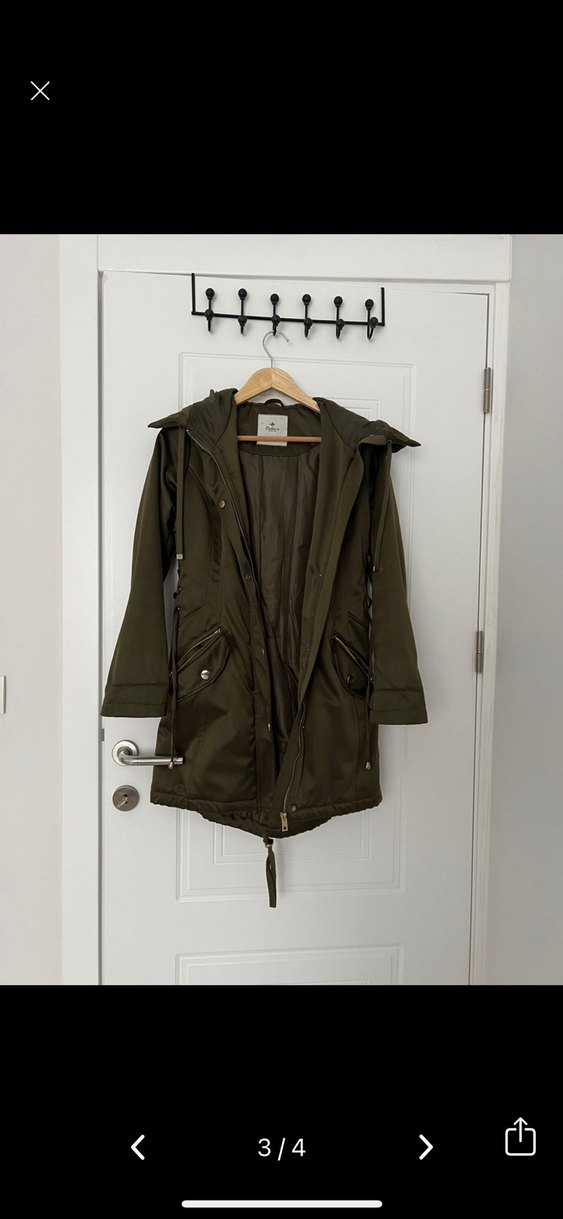 Kadın Haki Uzun Fermuarlı Parka - Görsel 3