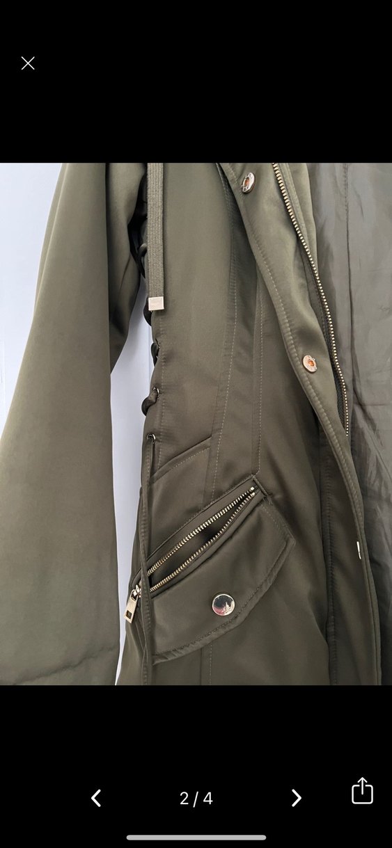 Kadın Haki Uzun Fermuarlı Parka - Görsel 2