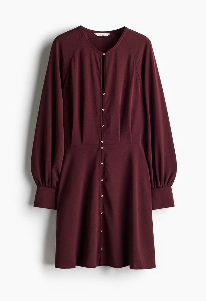 Bordo Uzun Kollu elbise - Görsel 4