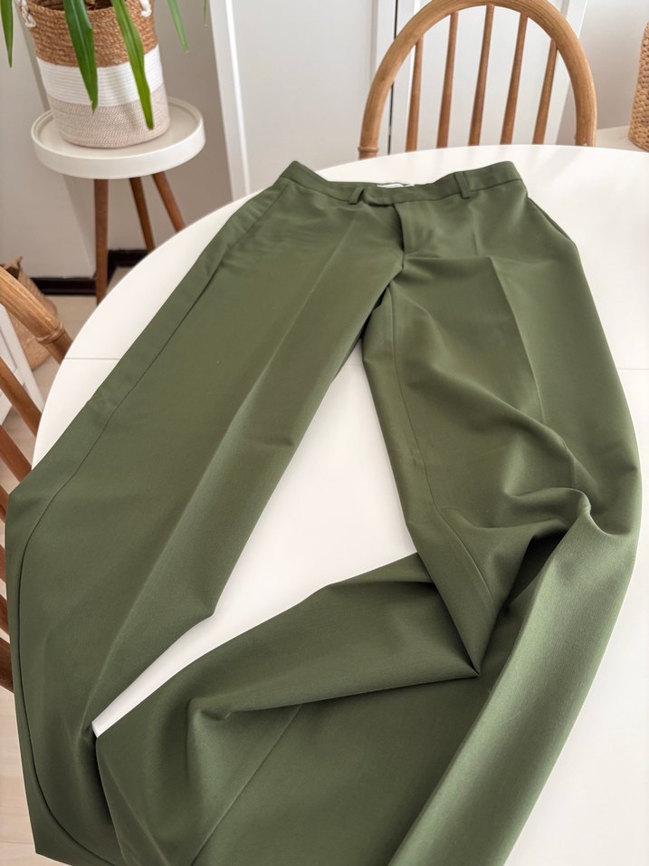 Kadın Koyu Yeşil Kumaş Pantolon - Görsel 2