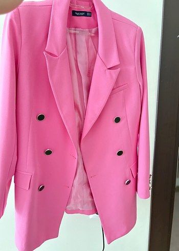 Düğmeli Pembe Kadın Blazer Ceket - Görsel 3
