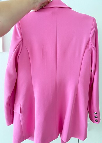 Düğmeli Pembe Kadın Blazer Ceket - Görsel 2