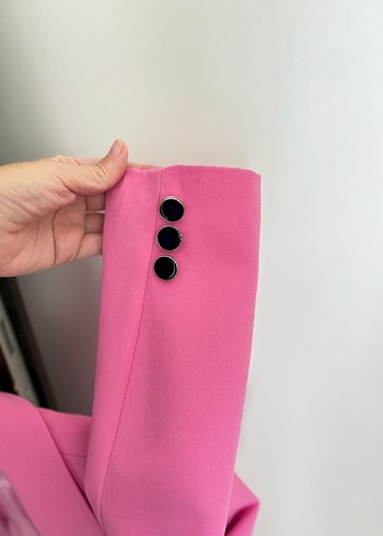 Düğmeli Pembe Kadın Blazer Ceket - Görsel 5