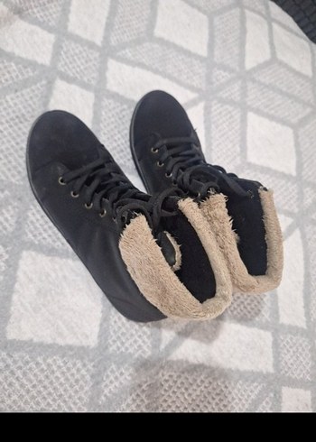 Siyah Süet Kürk Detaylı Dolgu Topuk Bot - Görsel 6