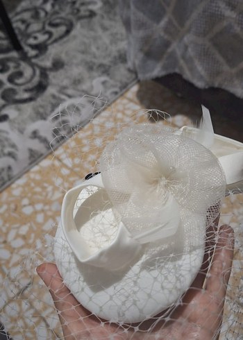 Dantel Detaylı Beyaz Gelin Saç Aksesuarı - Görsel 3