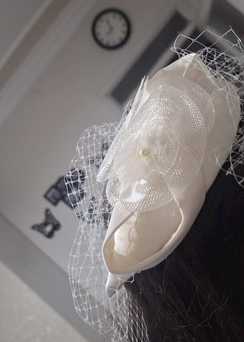 Dantel Detaylı Beyaz Gelin Saç Aksesuarı - Görsel 2