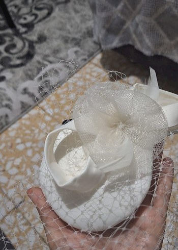 Dantel Detaylı Beyaz Gelin Saç Aksesuarı - Görsel 5