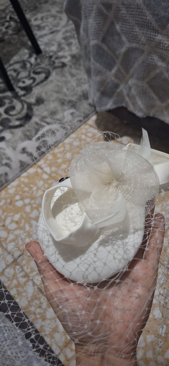 Dantel Detaylı Beyaz Gelin Saç Aksesuarı - Görsel 5