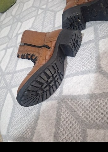 Kahverengi Deri Kadın Botlar Blok Topuklu - Görsel 7