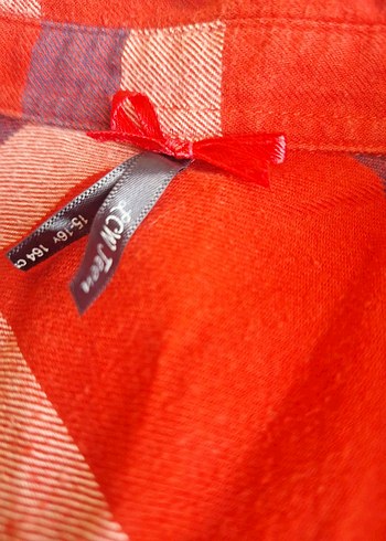 Kadın Kırmızı Ekose Düğmeli Gömlek - Görsel 6