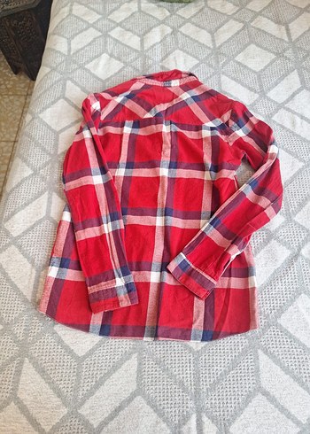 Kadın Kırmızı Ekose Düğmeli Gömlek - Görsel 4