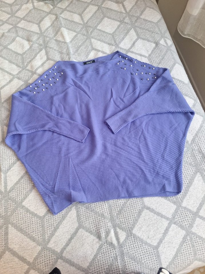 Mor İnci Detaylı Örme Kadın Kazak - Görsel 3