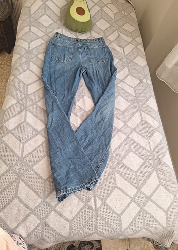 Bol Kesim Midi Boy Mavi Kot Pantolon - Görsel 4