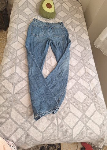 Bol Kesim Midi Boy Mavi Kot Pantolon - Görsel 5