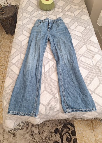 Bol Kesim Midi Boy Mavi Kot Pantolon - Görsel 2