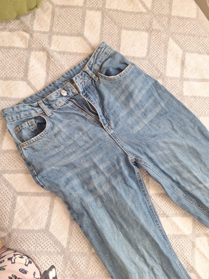 Bol Kesim Midi Boy Mavi Kot Pantolon - Görsel 3