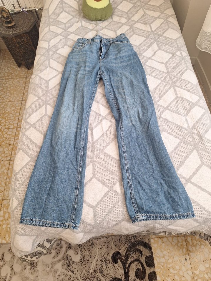 Bol Kesim Midi Boy Mavi Kot Pantolon - Görsel 2