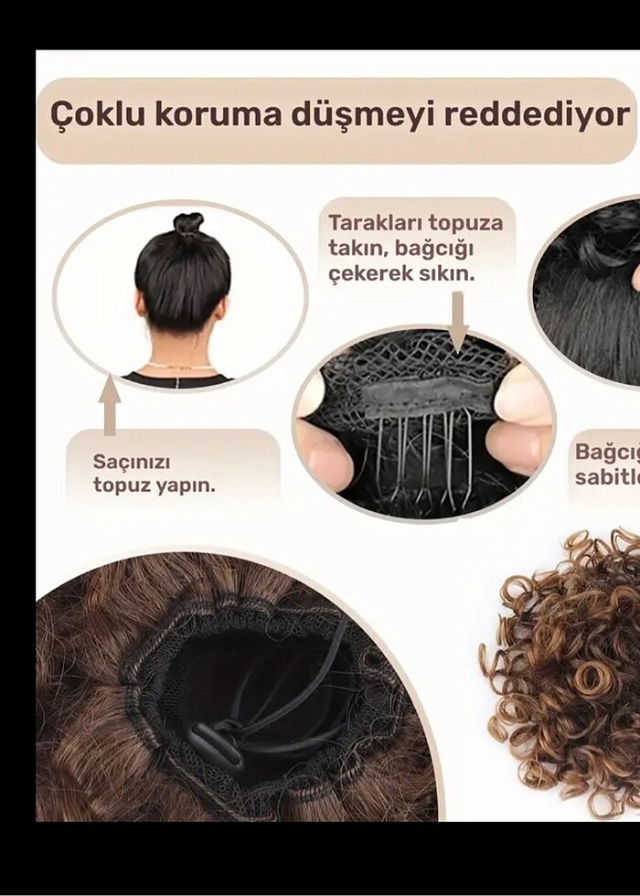 Kıvırıck takma topuz - Görsel 2