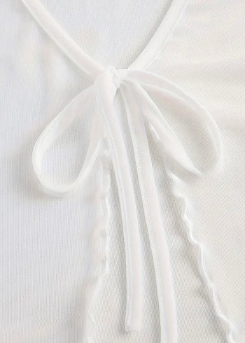 Beyaz V Yaka  Bluz - Görsel 2