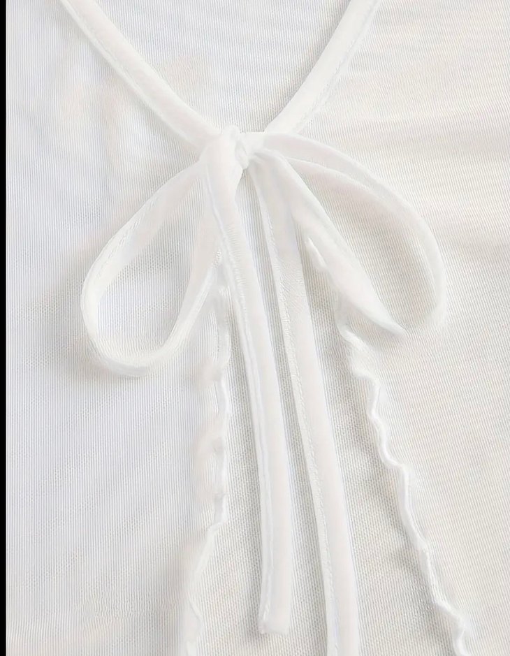 Beyaz V Yaka  Bluz - Görsel 2