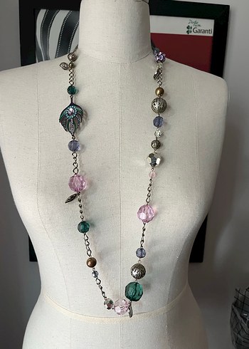 Uzun Renkli Boncuklu Kolye - Görsel 2