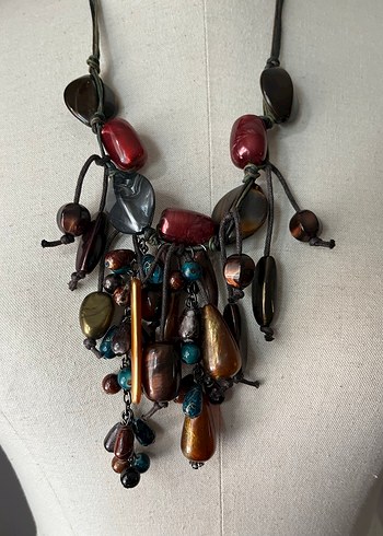 Bohem Çok Renkli Boncuklu Midi Kolye - Görsel 2