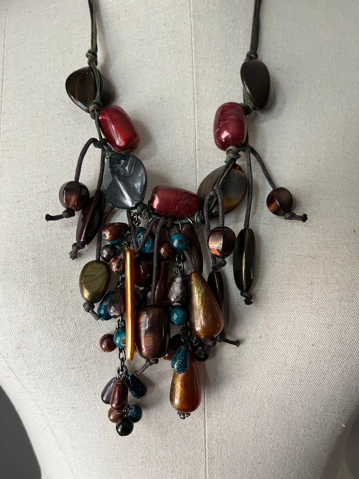 Bohem Çok Renkli Boncuklu Midi Kolye - Görsel 2