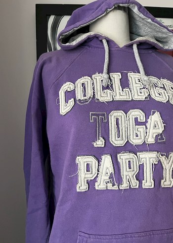 Mor Kapüşonlu Sweatshirt - Görsel 2