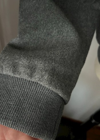 Gri Kürk (faux) Yaka Mont - Görsel 5