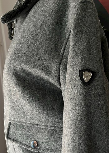 Gri Kürk (faux) Yaka Mont - Görsel 6