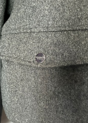 Gri Kürk (faux) Yaka Mont - Görsel 4