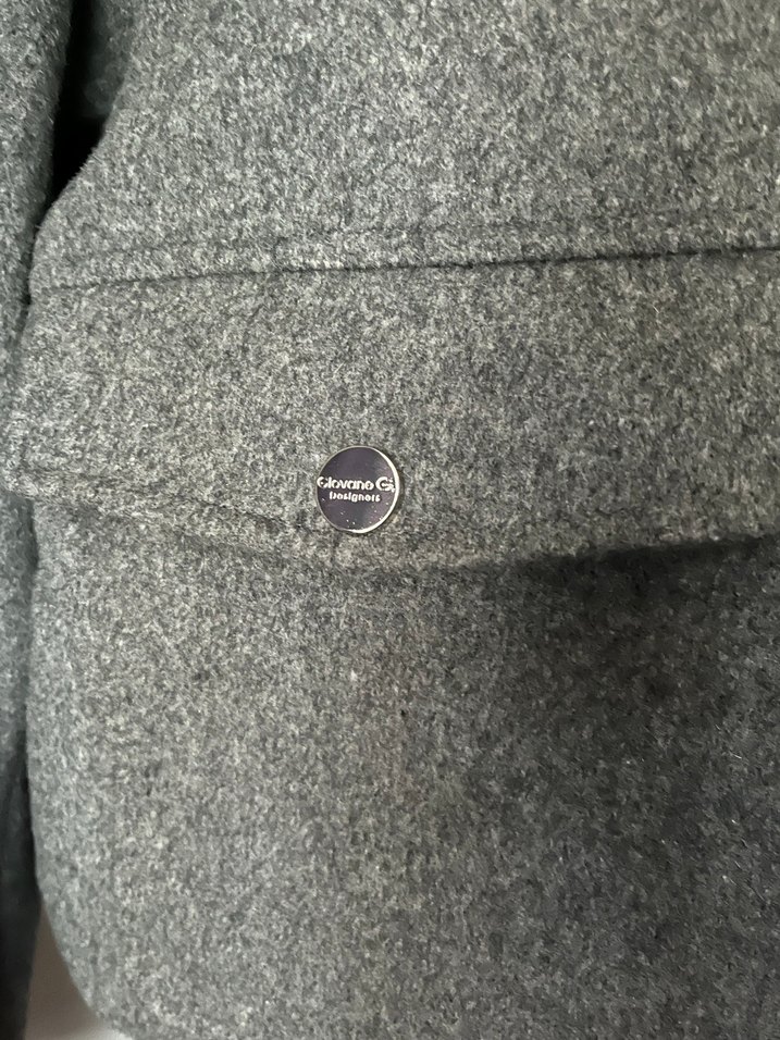 Gri Kürk (faux) Yaka Mont - Görsel 4