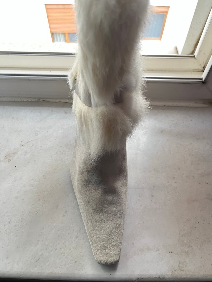 Süet ve Kürk Yüksek Topuklu Kadın Bot - Görsel 3